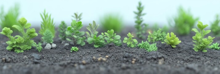 Miniature Plants in Soil