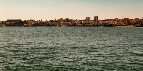 View of the beautiful coast of Estoril, the Portuguese riviera, a city that is part of the parish of the municipality of Cascais, Portugal, Europe.