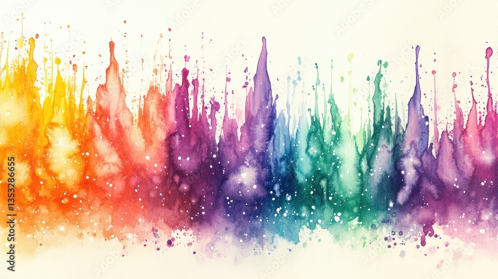 Aufkleber a mesmerizing display of watercolor splashes blending harmoniously into a rich color spectrum.