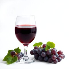 A single glass of grape juice isolated on white. Soft, diffused light casts subtle shadows. 
