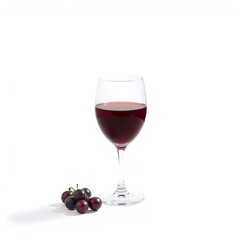 A single glass of grape juice isolated on white. Soft, diffused light casts subtle shadows. 
