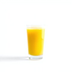 A single glass of pineapple juice, isolated on a white background. Soft, diffused light creates subtle shadows. The image is elegant and refined, showcasing the juice's graceful qualities.