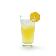 A single glass of lime juice, isolated on a white background. Soft, diffused light creates subtle shadows. The image is graceful and elegant, with refined features