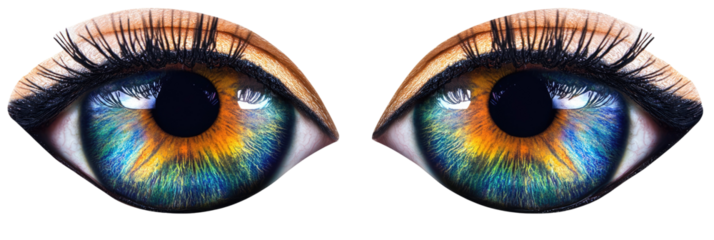 Colorful Human Irises in Macro View High Detail isolated on transparent background