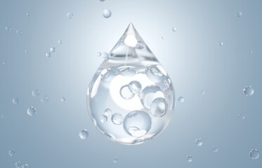 Water Bubble molecule for hydration moisturizer skincare, 3d rendering