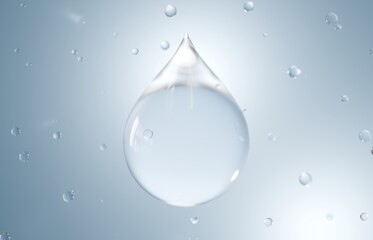 Water Bubble molecule for hydration moisturizer skincare, 3d rendering