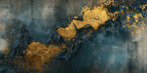 A modern luxury art piece featuring deep textures, metallic gold accents, and a moody color palette