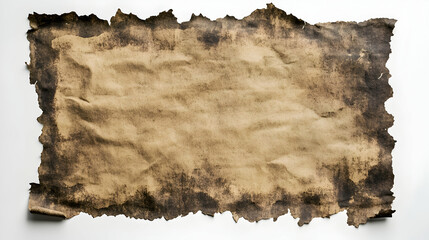 Old paper parchment with burnt edges for vintage design and antique decoration