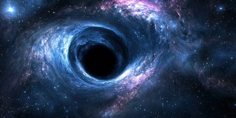 A mysterious black hole in deep space, pulling in stars and cosmic dust