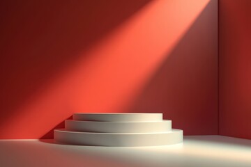 Obraz premium A minimal circular stage illuminated by a warm spotlight