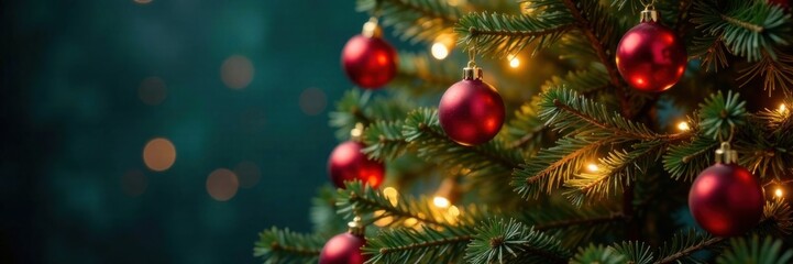 Christmas tree decorated with fairy lights and ornaments, winter, festive, sparkles