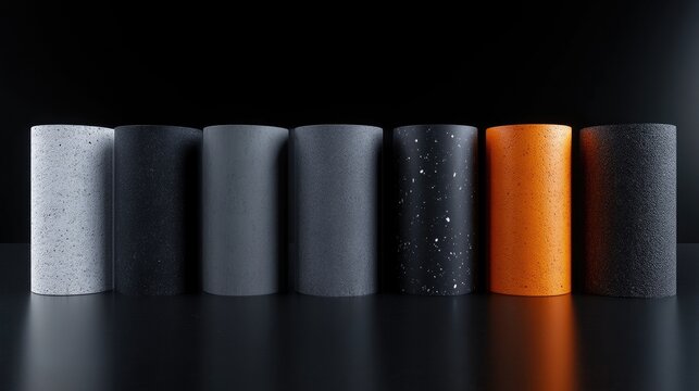 Various cylinder-shaped textured materials