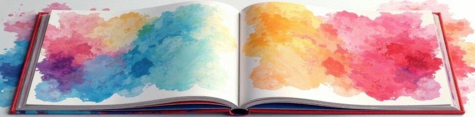 Customizable Open Photo Album with Watercolor Background, pattern, album, design
