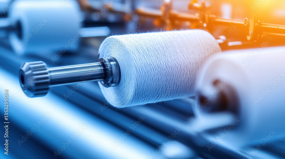 Poster high speed fabric cutting machines showcase precision and efficiency in textile production, featurin