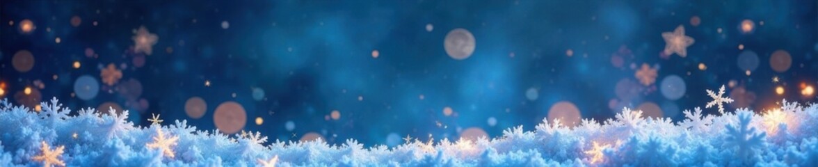 Delicate Snowflake Border with Twinkling Stars , winter, border, holiday