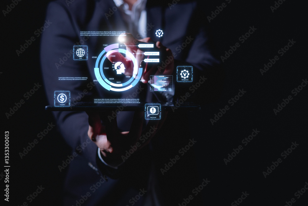 Poster ai symbolic, artificial intelligence of futuristic technology.transformation of ideas and the adopti