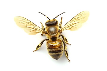 Golden honeybee or bee isolated on the white background