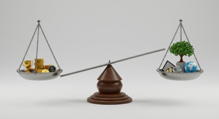 Balancing Wealth and Sustainability: An Artistic Representation of Money Versus Environmental Responsibility