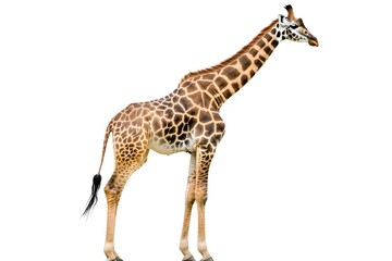 Naklejka premium Side view of giraffe isolated on white background