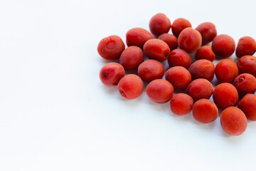 Umeboshi, Japanese pickled plums, Sour and salty taste.