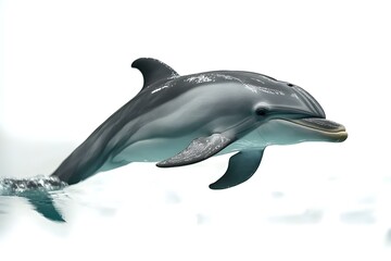 Obraz premium Beautiful grey bottlenose dolphin on white background