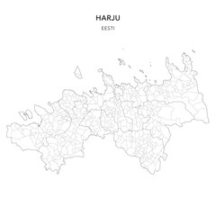 Geopolitical Vector Map of Harju County (Estonia) with Municipalities (Omavalitsused), and Settlements (Asulad) Administrative Subdivisions as of 2025 - Estonia