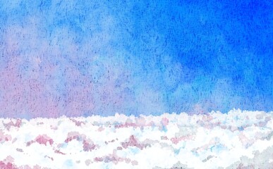 雲より上に広がる空をイメージした水彩背景素材