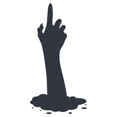 Silhouette of Scary Halloween Zombie Hand. Flat Vector Illustration.