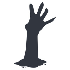 Silhouette of Scary Halloween Zombie Hand. Flat Vector Illustration.