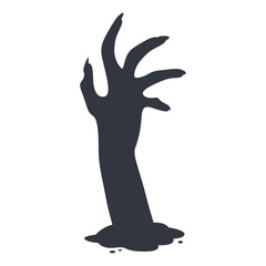 Silhouette of Scary Halloween Zombie Hand. Flat Vector Illustration.
