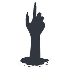 Silhouette of Scary Halloween Zombie Hand. Flat Vector Illustration.