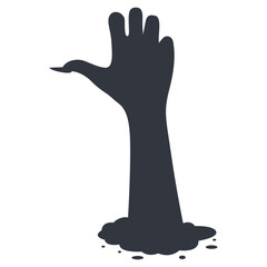 Silhouette of Scary Halloween Zombie Hand. Flat Vector Illustration.