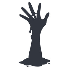 Silhouette of Scary Halloween Zombie Hand. Flat Vector Illustration.