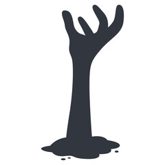 Silhouette of Scary Halloween Zombie Hand. Flat Vector Illustration.