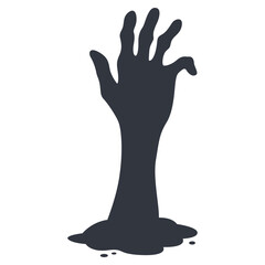 Silhouette of Scary Halloween Zombie Hand. Flat Vector Illustration.