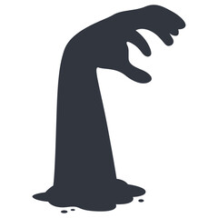 Silhouette of Scary Halloween Zombie Hand. Flat Vector Illustration.