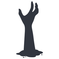 Silhouette of Scary Halloween Zombie Hand. Flat Vector Illustration.