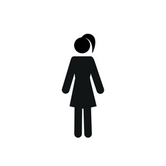 pictogram of a woman's figure, sketch of a girl's figure, flat vector illustration on a white background, people