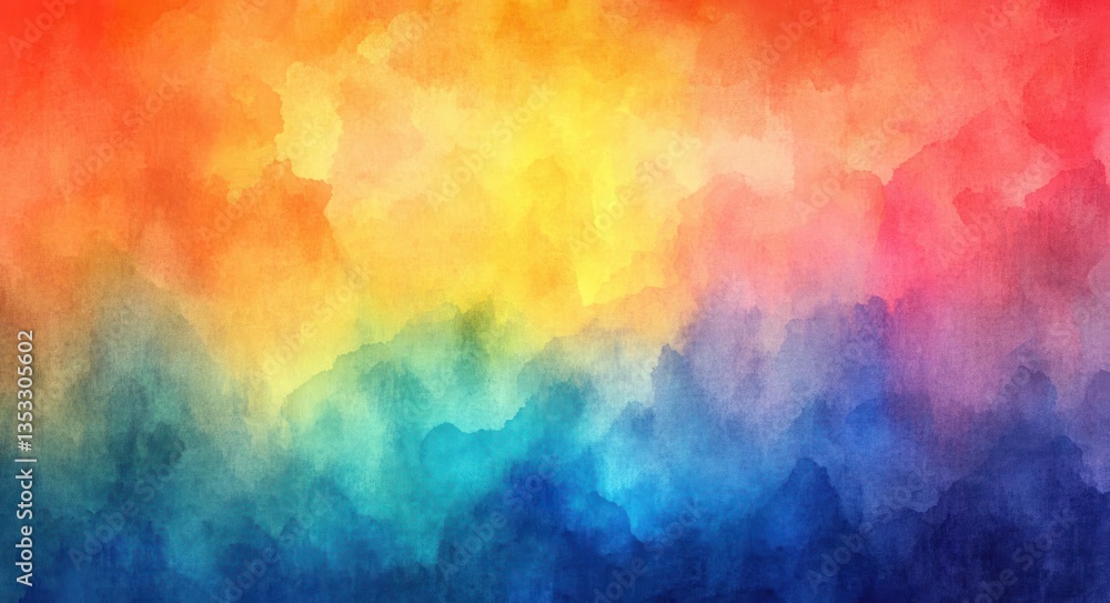 Poster vibrant rainbow watercolor background with colorful soft texture and abstract cloudy pattern for sum