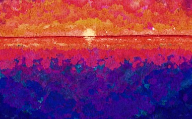 朝焼けの海をイメージした水彩背景素材