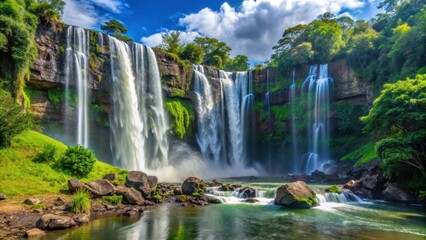 Fototapeta premium Waterfall Kalandula Falls, scenery, nature lover, scenery, nature lover, forest, exotic, Africa, outdoors