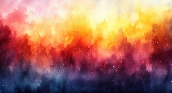 Vibrant Abstract Watercolor Background with Rainbow Colors Dreamy Texture Soft Transitions Cloudy Pattern Art Design
