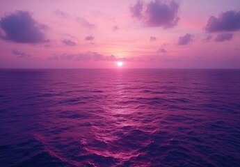 Obraz premium Purple Sunset Ocean Horizon
