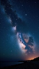 Obraz premium Milky Way Galaxy in Night Sky with Shining Stars, nebulae, milky way, astronomical