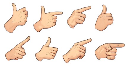 Professional Line Hands Gestures for Like and Dislike Hand Gesturing Illustration