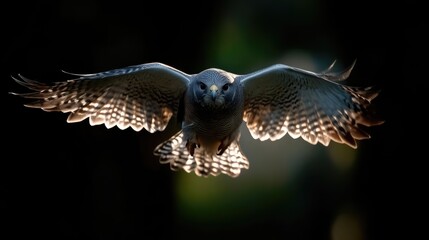 Focused hawk in flight
