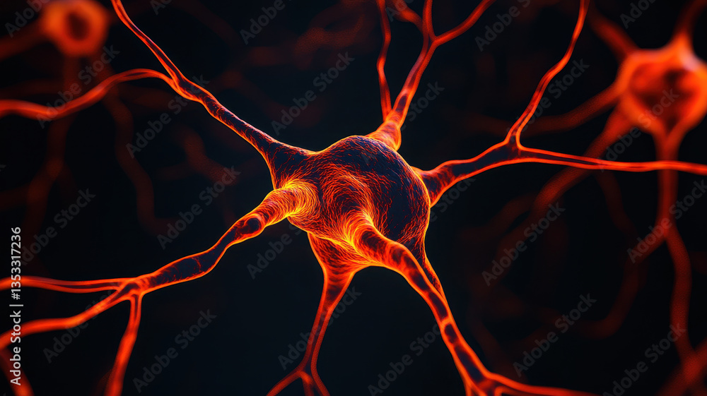 Aufkleber radiantly active nerve network showcasing intricate connections and vibrant colors, representing com