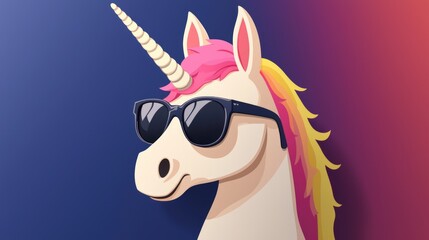 Fototapeta premium Cool Unicorn with Sunglasses Fun Colorful Fantasy Illustration