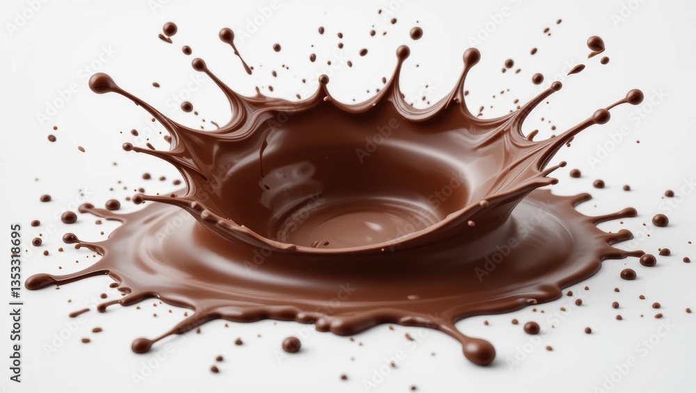 Aufkleber Chocolate Splash Creating Artistic Patterns on White Surface with Smooth Liquid Texture