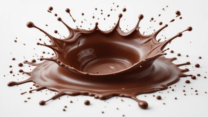 Chocolate Splash Creating Artistic Patterns on White Surface with Smooth Liquid Texture